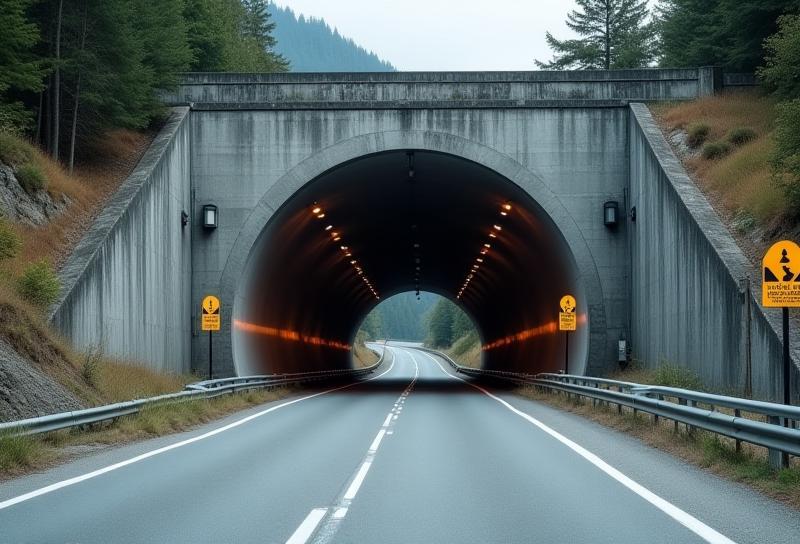 Entrance to a road tunnel requiring a special toll