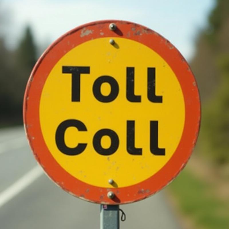 Warning road sign indicating tolls